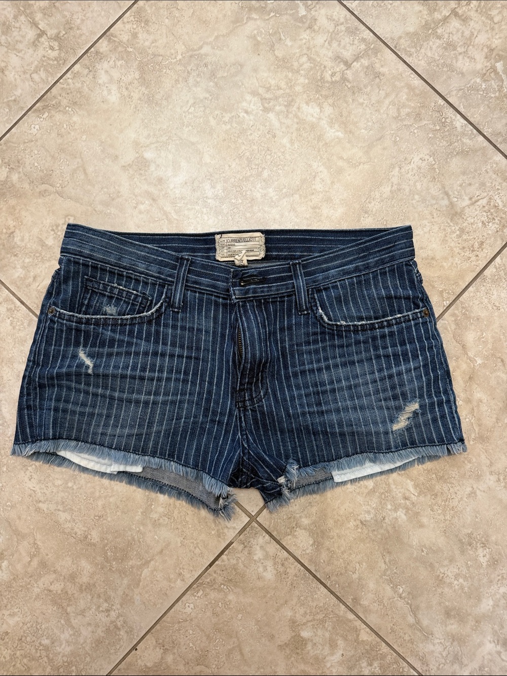 Current/Elliott Dark Blue Pinstripe Denim Jean Shorts, Size 24, Never worn